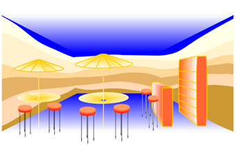 La plage est sous ......